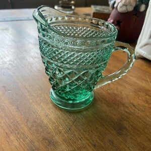 Vintage Anchor Hocking Wexford Green Glass Creamer
